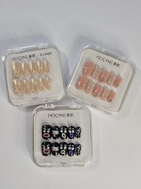 Lot of 3 MOCYNE Boutique Press-On Nail Kits Complete - Short Square NIB